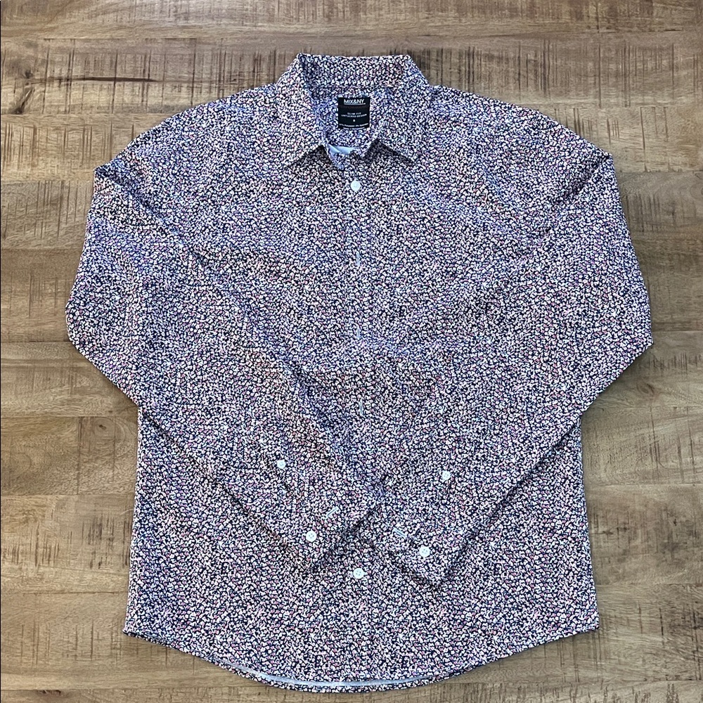 MIX&NY Men's Red and BlueFloral Shirt